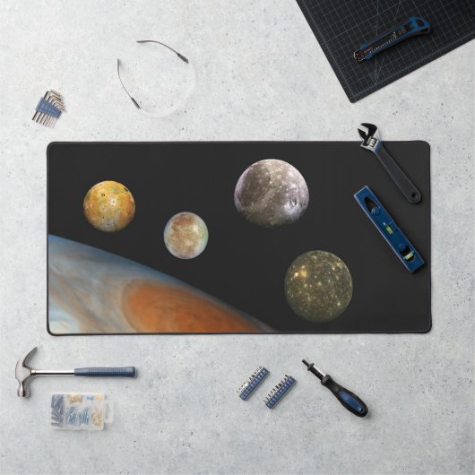 Jupiter en vier manen Galilische satellieten Bureaumat (Werkstation)