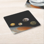 Jupiter en vier manen Galilische satellieten Kartonnen Onderzetters (Schuin)