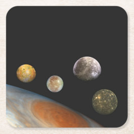 Jupiter en vier manen Galilische satellieten Kartonnen Onderzetters