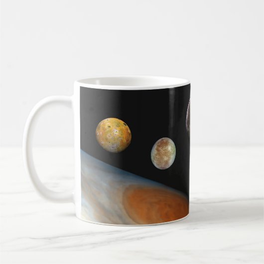 Jupiter en vier manen Galilische satellieten Koffiemok (Links)