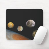 Jupiter en vier manen Galilische satellieten Muismat (Met muis)