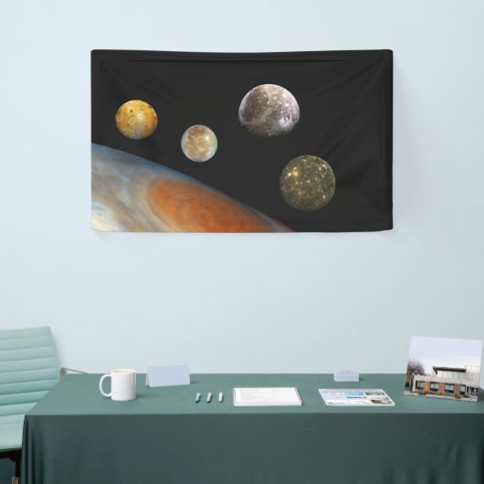 Jupiter en vier manen Galilische satellieten Spandoek (Beurs)