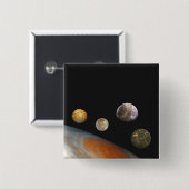 Jupiter en vier manen Galilische satellieten Vierkante Button 5,1 Cm (Voorkant /achterkant)