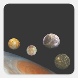 Jupiter en vier manen Galilische satellieten Vierkante Sticker