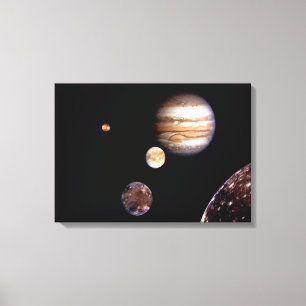 Jupiter en zijn Moons Canvas Afdruk