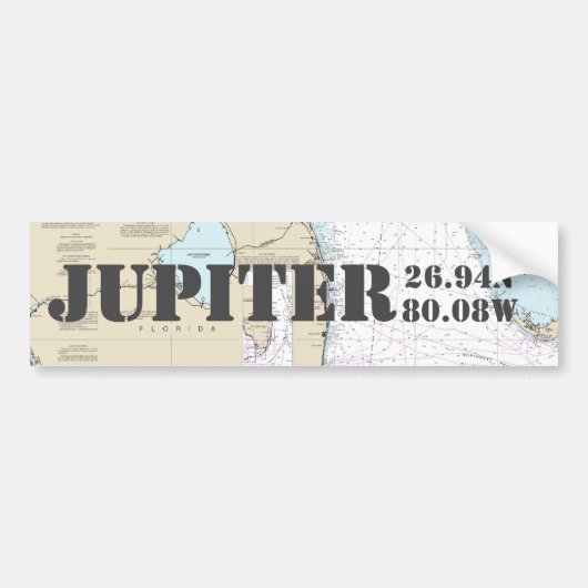 Jupiter FL-breedtegraad navigatiekaart Bumpersticker (Voorkant)