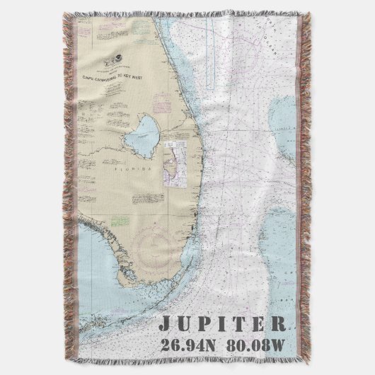 Jupiter FL Hometown Latitude Longitude Nautical Deken (Voorkant Verticaal)