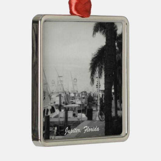 Jupiter, Florida Boat Dock Kerstversiering Metalen Ornament (Rechts)
