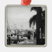 Jupiter, Florida Boat Dock Kerstversiering Metalen Ornament (Voorkant)