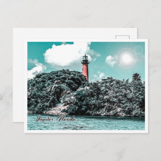 JUPITER FLORIDA - JUPITER INLET VUURTOREN BRIEFKAART (Voorkant / Achterkant)