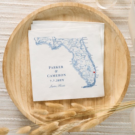 Jupiter Florida Kaart Elegant Bruiloft Servet