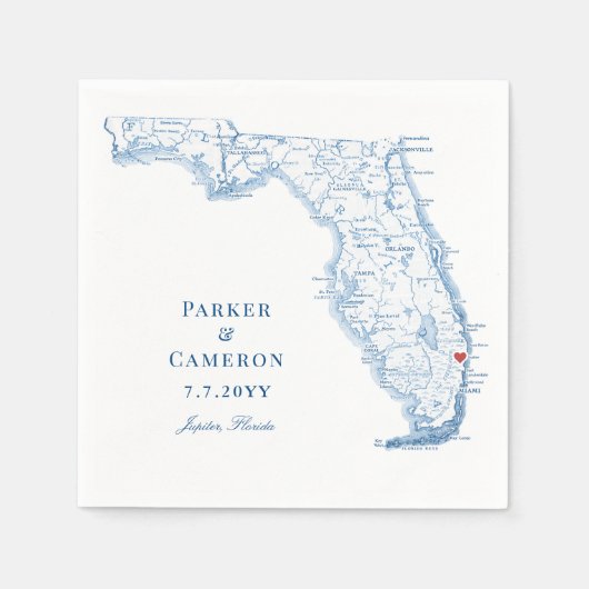 Jupiter Florida Kaart Elegant Bruiloft Servet (Voorkant)