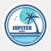 Jupiter Florida Palmboom Vogels Ronde Sticker (Voorkant)