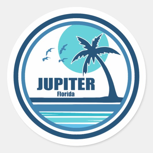 Jupiter Florida Palmboom Vogels Ronde Sticker (Voorkant)