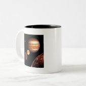 Jupiter Galilean Moons Astronomy & Science Gifts Tweekleurige Koffiemok (Voorkant links)