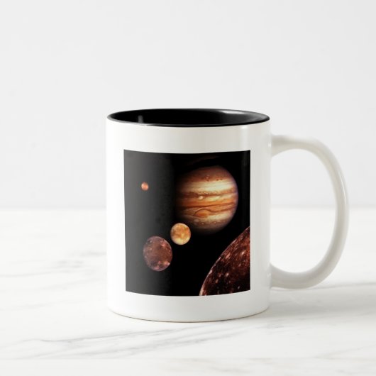 Jupiter Galilean Moons Astronomy & Science Gifts Tweekleurige Koffiemok (Rechts)