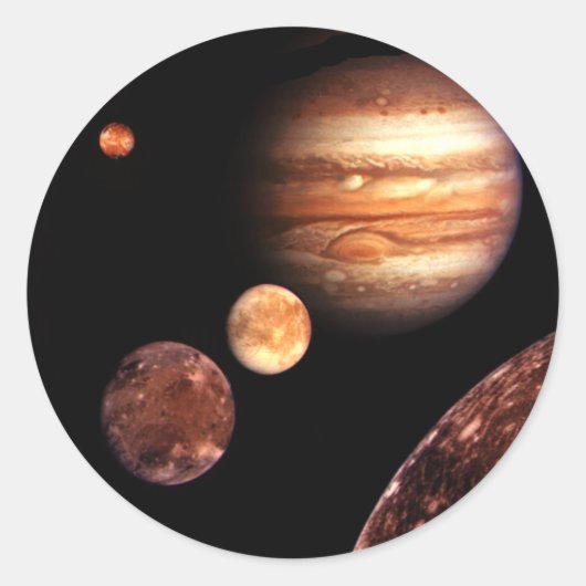 Jupiter Galilean Moons Space & Astronomy Gifts Ronde Sticker (Voorkant)
