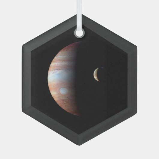 Jupiter Gas Giant Planet & Io Galilean Maan Glas Ornament (Voorkant)