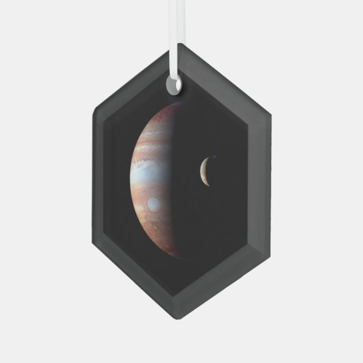 Jupiter Gas Giant Planet & Io Galilean Maan Glas Ornament (Voorkant links)
