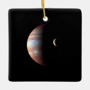 Jupiter Gas Giant Planet & Io Galilean Maan Keramisch Ornament