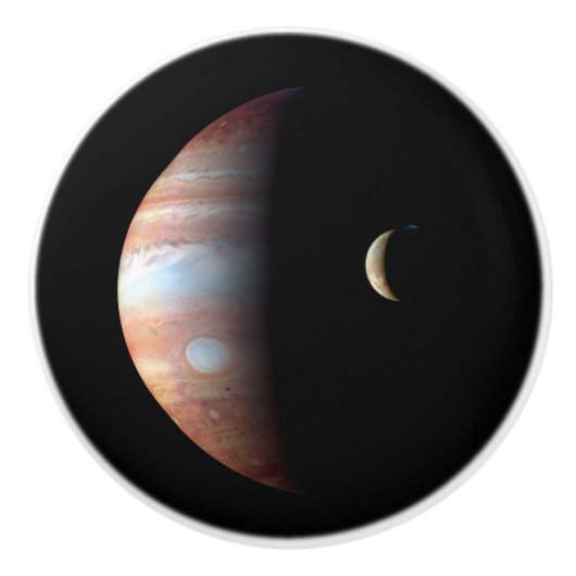 Jupiter Gas Giant Planet & Io Galilean Maan Keramische Knop (Voorkant)