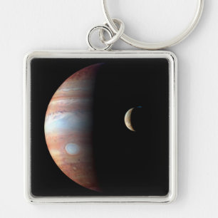 Jupiter Gas Giant Planet & Io Galilean Maan Sleutelhanger