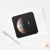 Jupiter Gas Giant Planet & Io Galilean Maan Vierkante Sticker (Envelop)