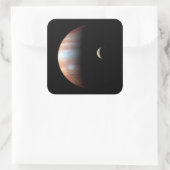 Jupiter Gas Giant Planet & Io Galilean Maan Vierkante Sticker (Tas)