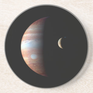 Jupiter Gas Giant Planet & Io Galilean Maan Zandsteen Onderzetter