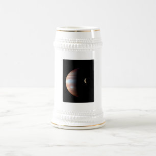 Jupiter Gasreus Planeet & Io Galileïsche Maan Bierpul