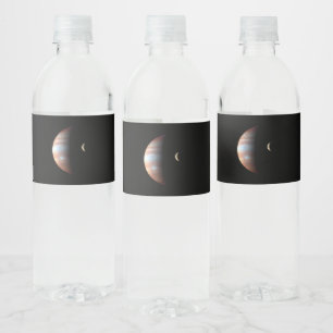 Jupiter Gasreus Planeet & Io Galileïsche Maan Waterfles Etiket