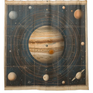 Jupiter-gecentreerde hemelkaart ontwerp douchegordijn
