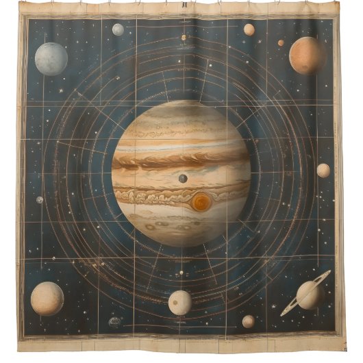 Jupiter-gecentreerde hemelkaart ontwerp douchegordijn (Voorkant)