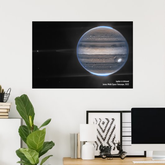 Jupiter in Infrarood, James Webb Space Telescope Poster (Thuiskantoor)