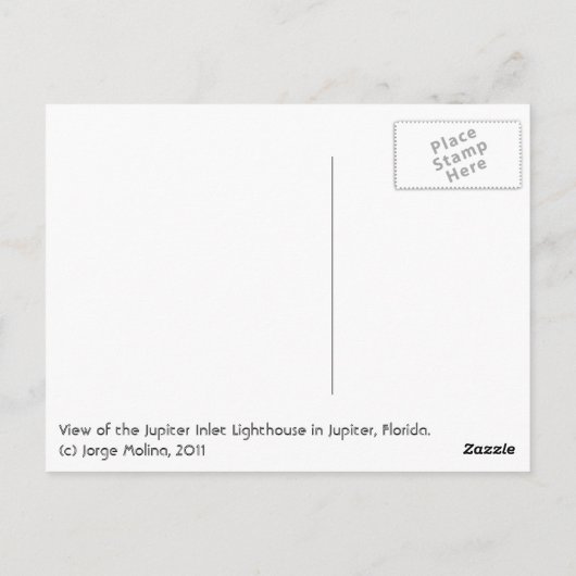 Jupiter Inlet Lighthouse in Jupiter, Florida Briefkaart (Achterkant)