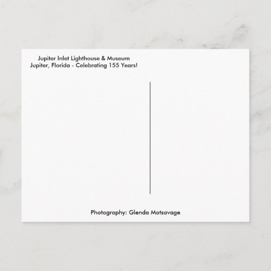 Jupiter Inlet Lighthouse & Museum Jupiter Florida Briefkaart (Achterkant)