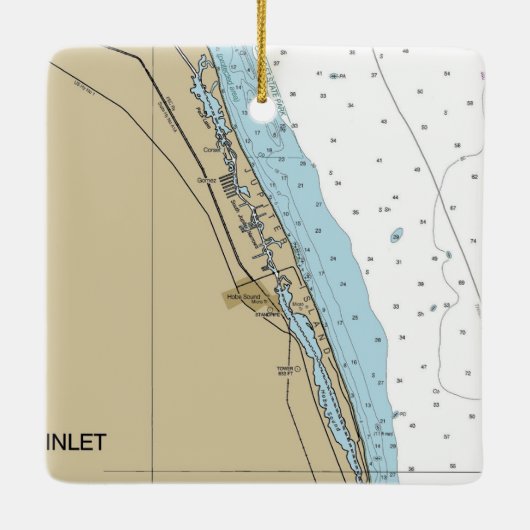 Jupiter Island and Hobe Inlet Chart Keramisch Ornament (Achterkant)