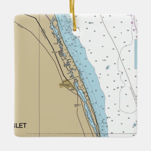 Jupiter Island and Hobe Inlet Chart Keramisch Ornament (Voorkant)