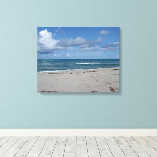 Jupiter Island - Florida - Golven op het strand Canvas Afdruk (Insitu (Houten vloer))