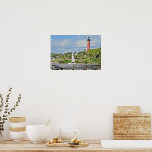Jupiter Lighthouse en Sailboat Poster (Keuken)