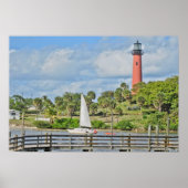 Jupiter Lighthouse en Sailboat Poster (Voorkant)