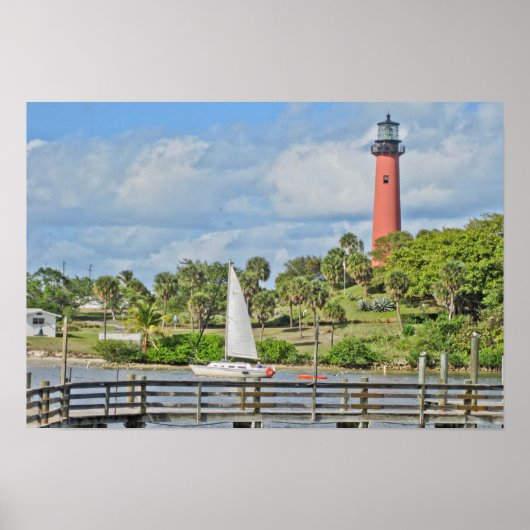 Jupiter Lighthouse en Sailboat Poster (Voorkant)