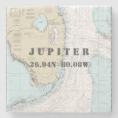 Jupiter, Palm Beach County, FL Authentieke Kaart Stenen Onderzetter (Voorkant)