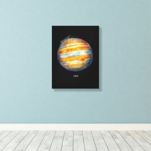 Jupiter Planet Artwork – Kosmische ruimte Illustra Canvas Afdruk (Insitu (Houten vloer))