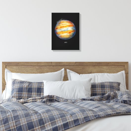 Jupiter Planet Artwork – Kosmische ruimte Illustra Canvas Afdruk (Insitu (Slaapkamer))