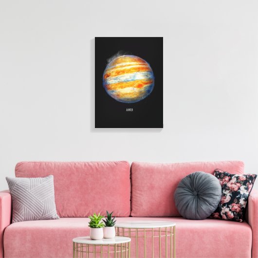 Jupiter Planet Artwork – Kosmische ruimte Illustra Canvas Afdruk (Insitu (Woonkamer))