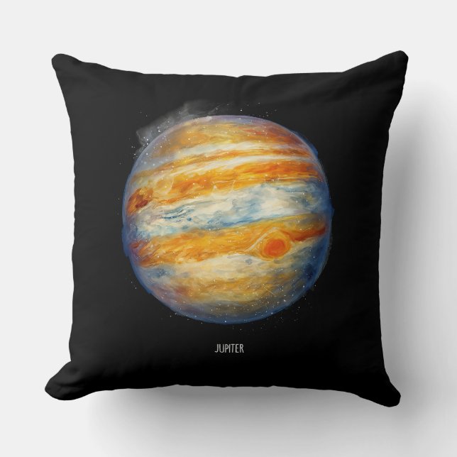 Jupiter Planet Artwork – Kosmische ruimte Illustra Kussen (Voorkant)