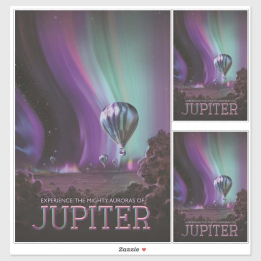 Jupiter Reizen door Hete Luchtballon Bighty Aurora Sticker (Vel)