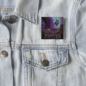 Jupiter Reizen door Hete Luchtballon Bighty Aurora Vierkante Button 5,1 Cm (In situ)