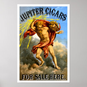 Jupiter Sigaren, 1868. Oude reclame Poster